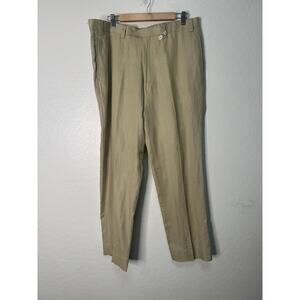 Calvin Klien Mens 100% Linen Tan Trouser Dress Pants Size 38R Lightweight